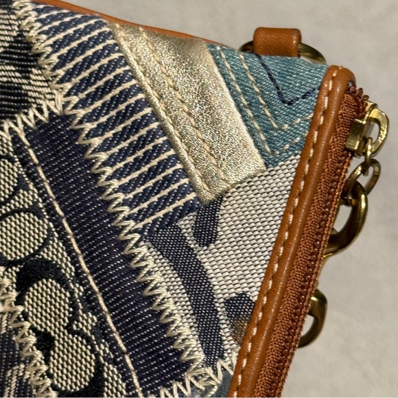NWOT Coach Signature Indigo Denim and Leather Patchwork Wristlet